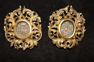 Reliquaries style baroque en wood polychrome, Italy 17 th century