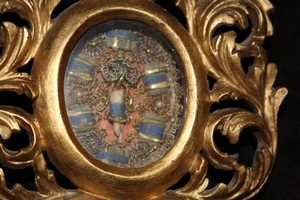 Reliquaries style baroque en wood polychrome, Italy 17 th century