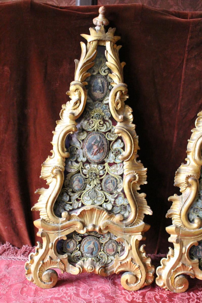 Pair Baroque - Rococo Matching Reliquaries  Museum - Worthy  Altar - Pieces