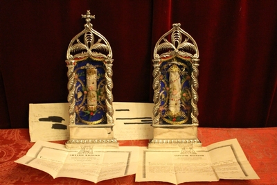 Solid Silver Reliquaries With Approved Documents style Baroque en Solid Silver, Italy 18 th century ( Approved and Documents 1874 )