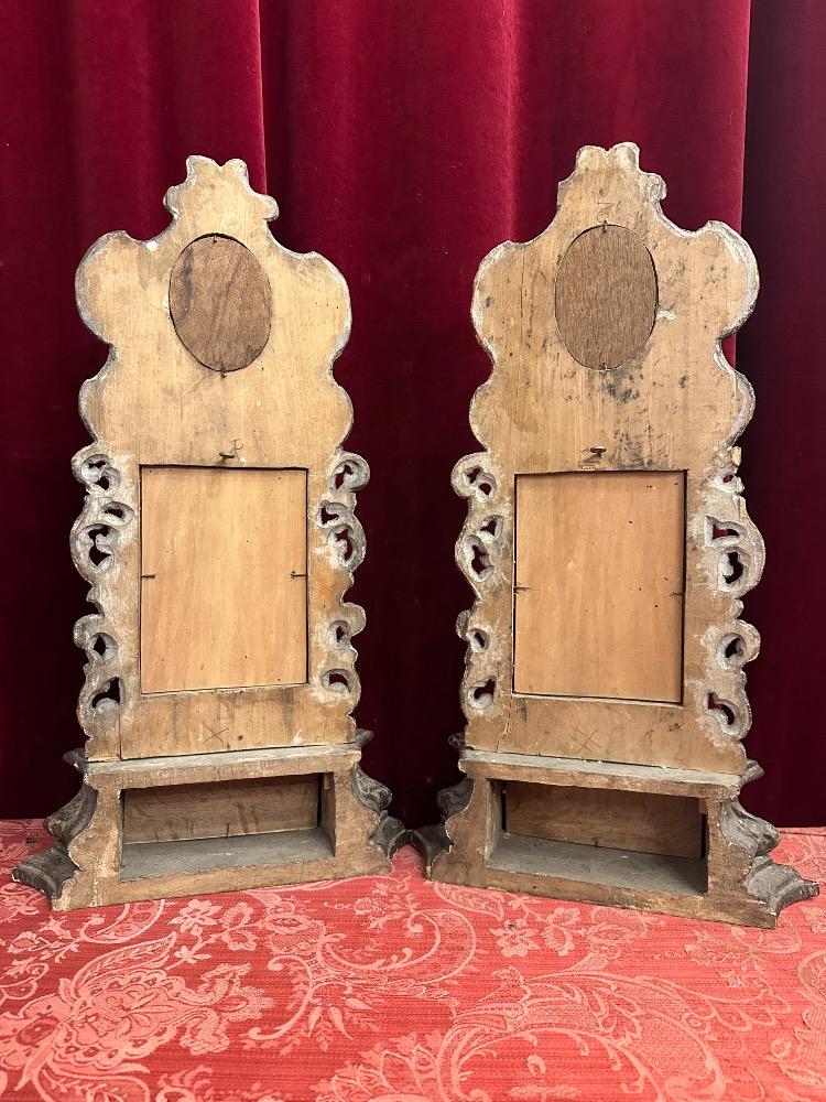 Pair Baroque - Style Altar - Reliquaries Multiple Relics Of Saints From Before The Schism ( Year 500 ).