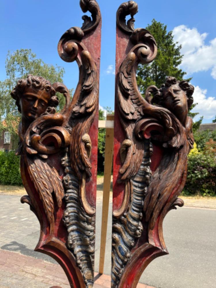 Pair Baroque - Style Angel Head Architectoral Ornaments