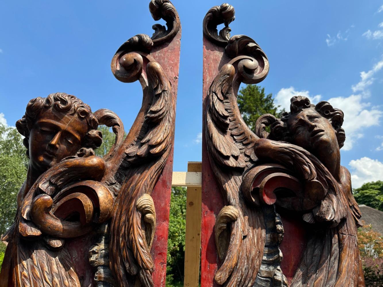 Pair Baroque - Style Angel Head Architectoral Ornaments