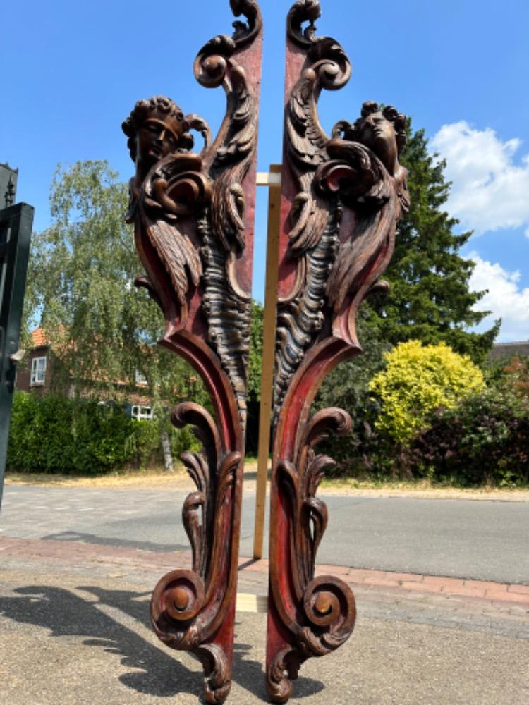 Pair Baroque - Style Angel Head Architectoral Ornaments