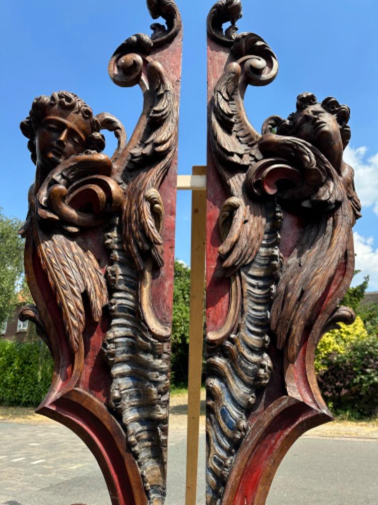 Pair Baroque - Style Angel Head Architectoral Ornaments