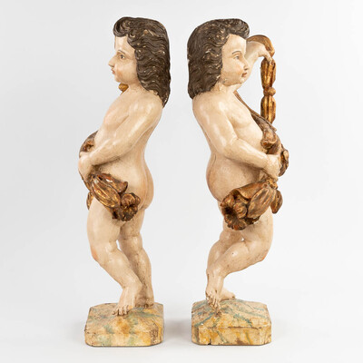 Angels  style Baroque - Style en Wood Polychrome, Italy  18 th century