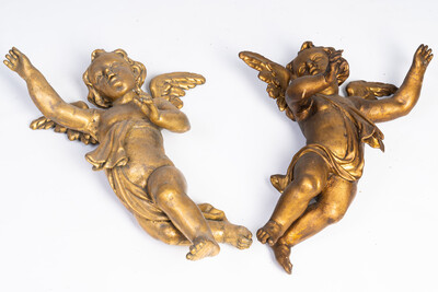 Angels  style Baroque - Style en Wood Polychrome / Gilt, Flemish Belgium 18 th century