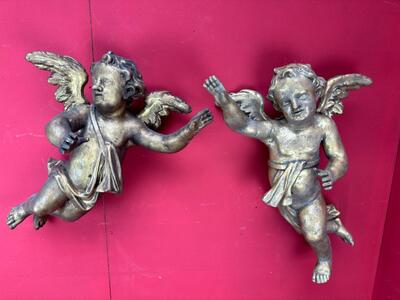 Angels  style Baroque - Style en Wood Polychrome / Gilt, Flemish Belgium 18 th century