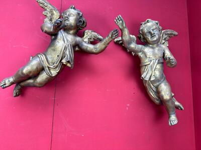 Angels  style Baroque - Style en Wood Polychrome / Gilt, Flemish Belgium 18 th century