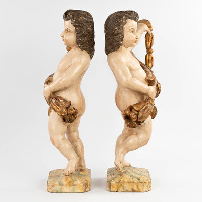 Angels Expected ! style Baroque - Style en Wood Polychrome, Italy  18 th century