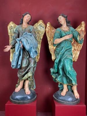 Angels High Price Range style Baroque - Style en Hand - Carved Wood Polychrome, Italy  17 th century ( Anno 1685 )