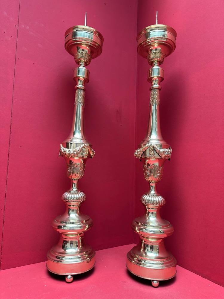 Pair Baroque - Style Candle Holders Measures Without Pin
