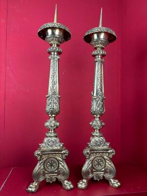 Pair Baroque - Style Candle Holders Measures Without Pin