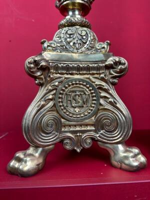 Candle Holders Measures Without Pin style Baroque - Style en Bronze, France 19 th century ( Anno 1865 )