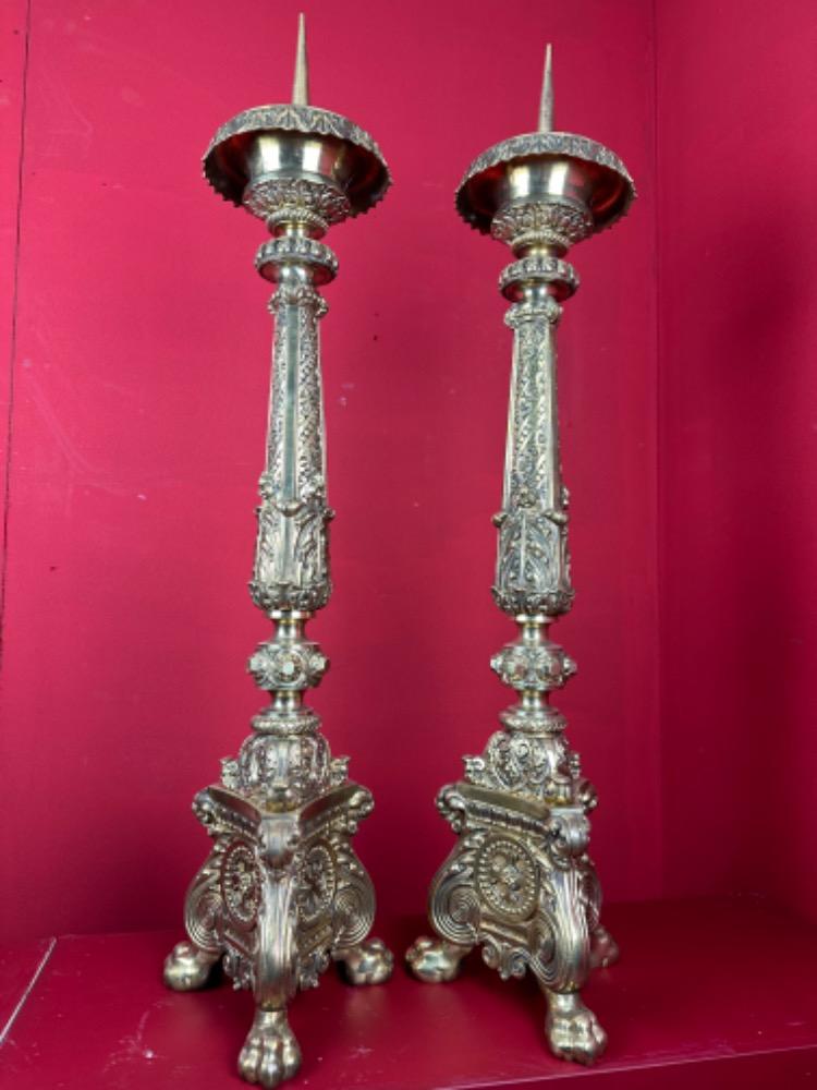 Pair Baroque - Style Candle Holders Measures Without Pin