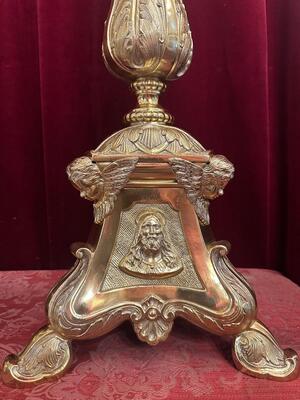 Pair Baroque - Style Candle Holders Measures Without Pin