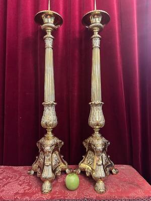Pair Baroque - Style Candle Holders Measures Without Pin