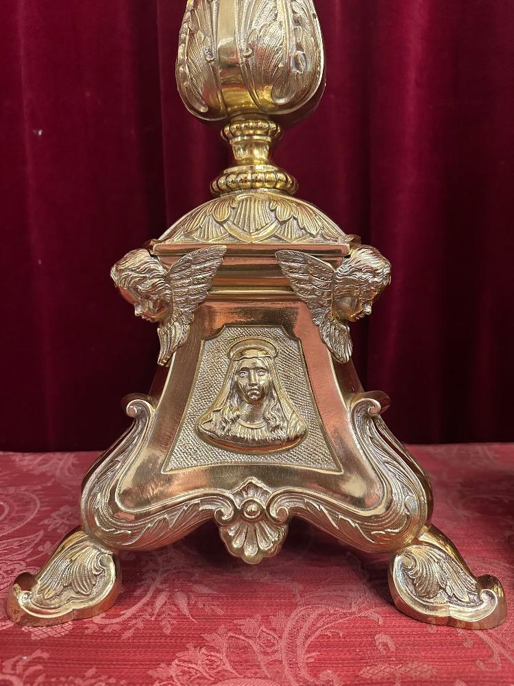 Pair Baroque - Style Candle Holders Measures Without Pin