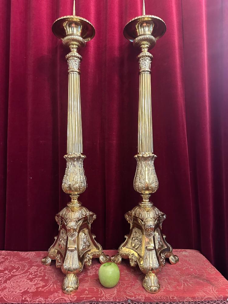 Pair Baroque - Style Candle Holders Measures Without Pin