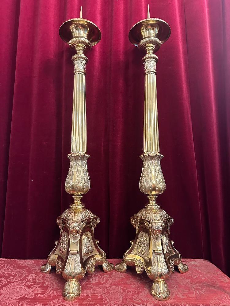 Pair Baroque - Style Candle Holders Measures Without Pin