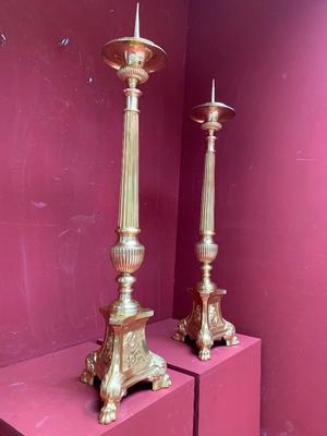 Candle Sticks Measures Without Pin style BAROQUE-STYLE en Bronze / Polished and Varnished, Belgium 19th century ( anno 1875 )