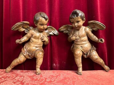 Cherubins Angels style Baroque - Style en Hand - Carved Wood , Belgium  18 th century