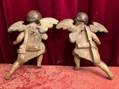 Cherubins Angels style Baroque - Style en Hand - Carved Wood , Belgium  18 th century