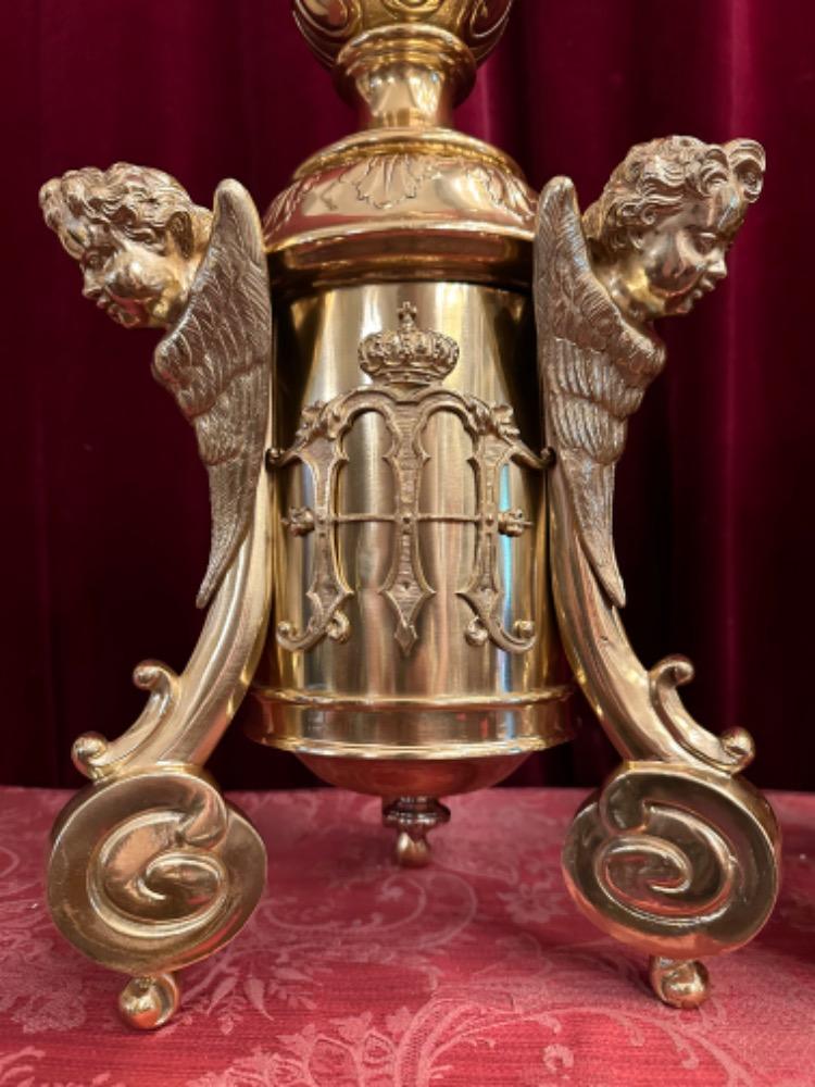 Pair Baroque - Style Exceptional Candle Sticks All Sides Are The Same Full Bronze Angels !