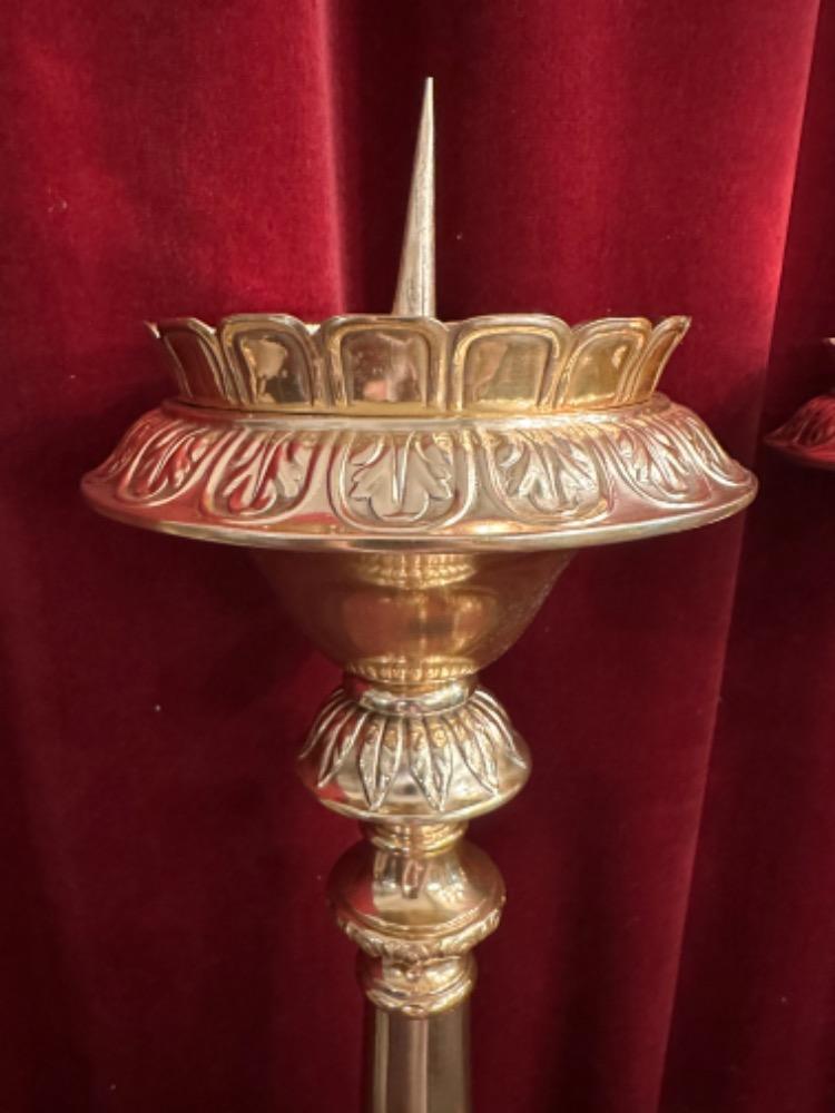 Pair Baroque - Style Exceptional Candle Sticks All Sides Are The Same Full Bronze Angels !