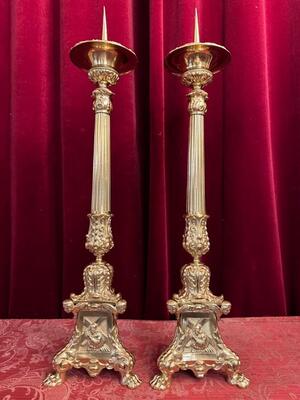 Pair Baroque - Style Matching Candle Sticks Height Without Pin.