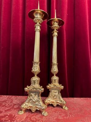 Matching Candle Sticks Height Without Pin. style Baroque - Style en Bronze / Polished and Varnished, France 19 th century ( Anno 1865 )