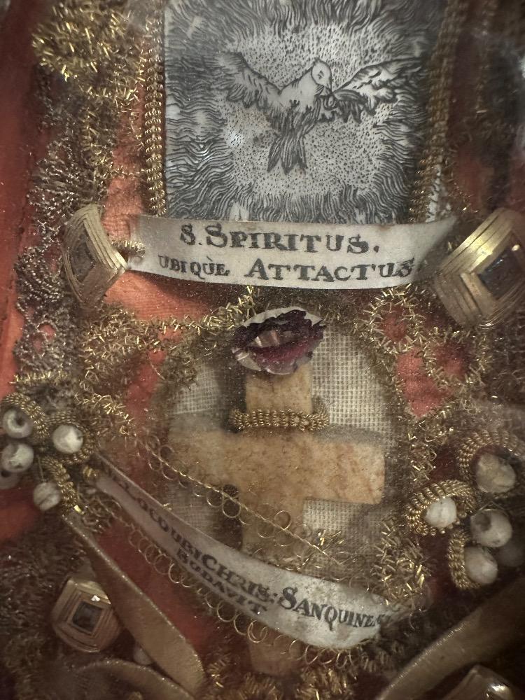 Pair Baroque - Style Matching Important - Reliquaries Containing Relics : Bmv - Cross Of Jesus - Place Of Birth Joannes Baptist. House Of St. Elisabeth Etc.