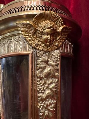 Matching Lanterns style Baroque - Style en Brass / Bronze / Polished and Varnished / Glass, Belgium  19 th century ( Anno 1840 )