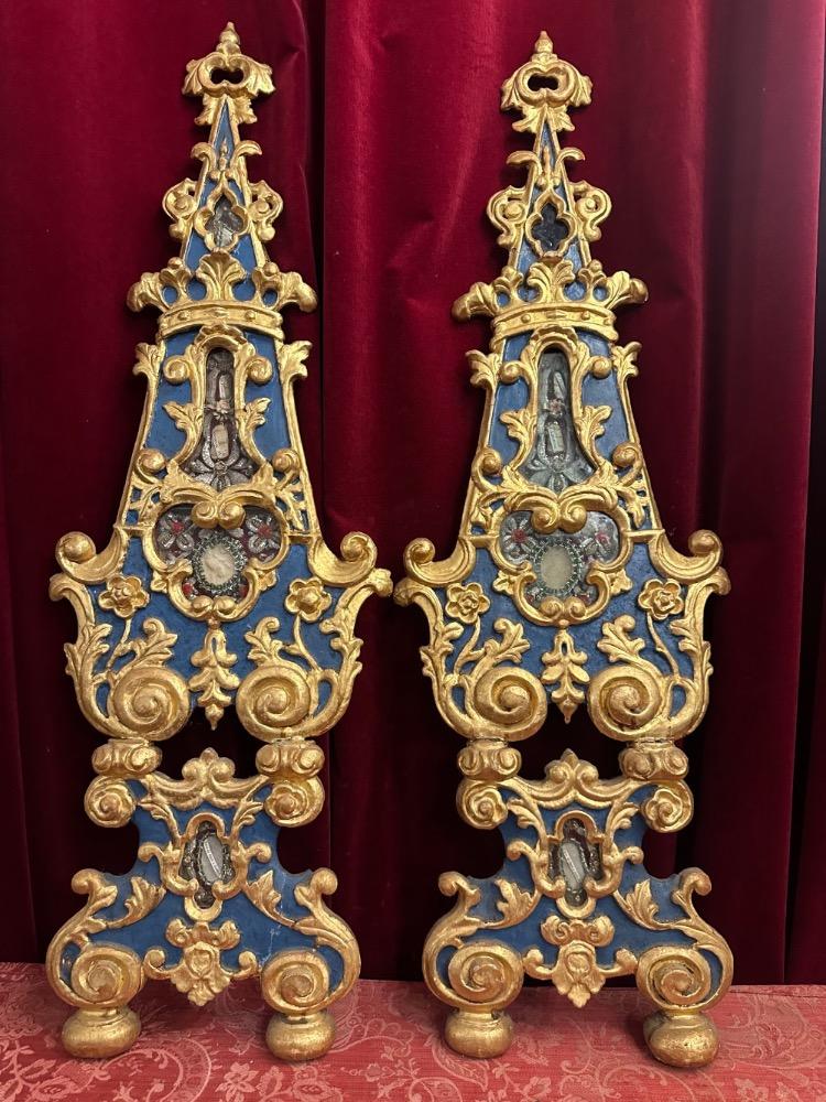 Pair Baroque - Style Matching Large Baroque Altar - Reliquaries