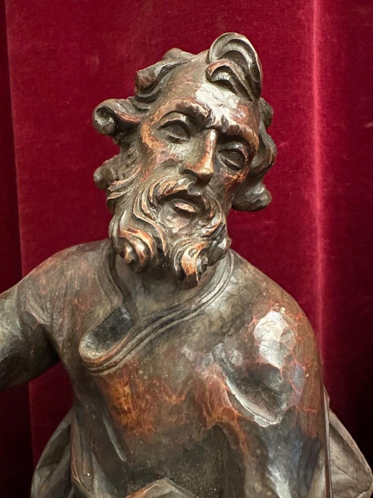 Pair Baroque - Style  Pair Handcarved Walnut Sculptures St. Peter & St. Paul