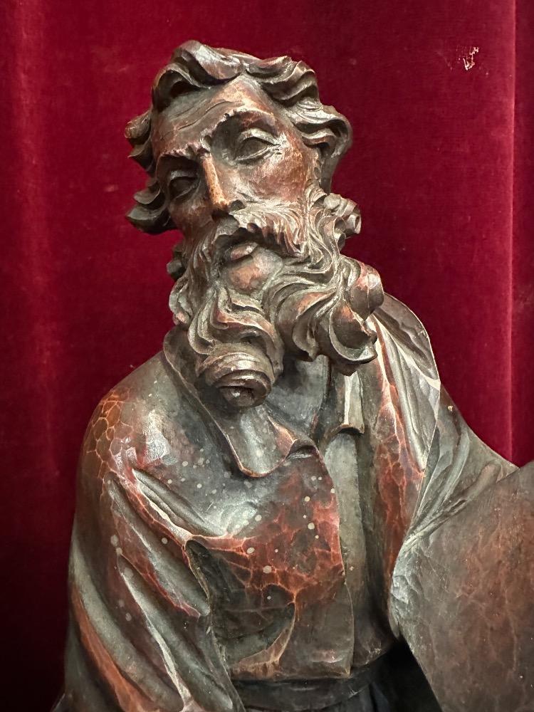 Pair Baroque - Style  Pair Handcarved Walnut Sculptures St. Peter & St. Paul