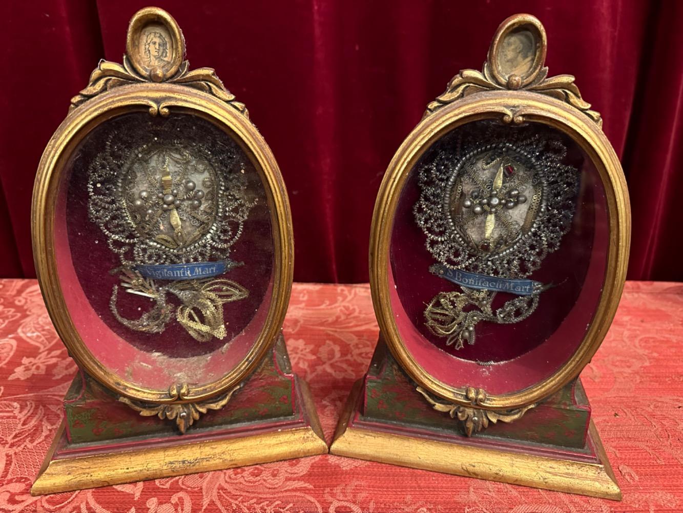 Pair Baroque - Style Reliquary - Relics: S. Vigilantii Mart. S. Bonifacii Mart.