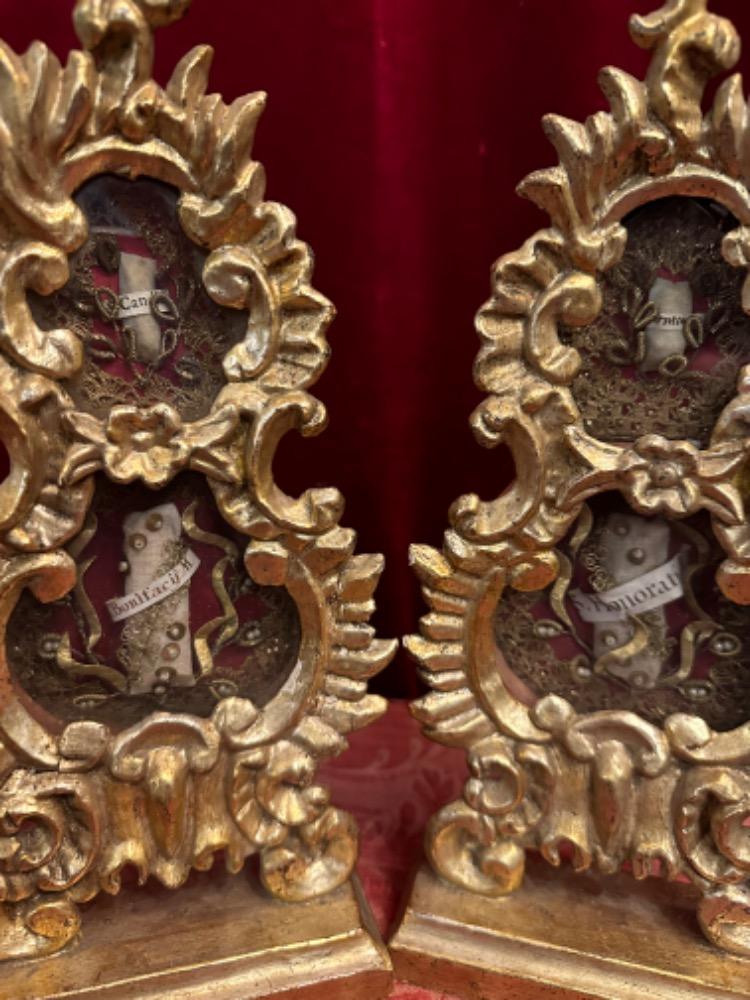 Pair Baroque - Style Reliquary - Relics St. Bonifacii M. S. Candida M. S. Honoratii M. S. Laurentii M