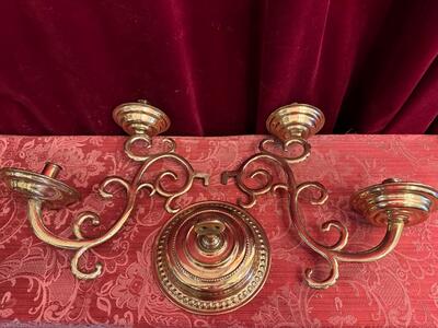 Wall - Candle Holders style Baroque - Style en Brass / Bronze , Belgium  19 th century ( Anno 1840 )