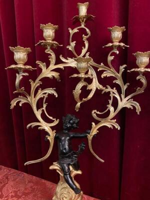 Candle Holders en Brass / Bronze / Samac, Belgium  19 th century