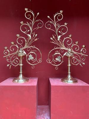 Candle Holders en Brass / Bronze / Polished and Varnished, Belgium 19th century