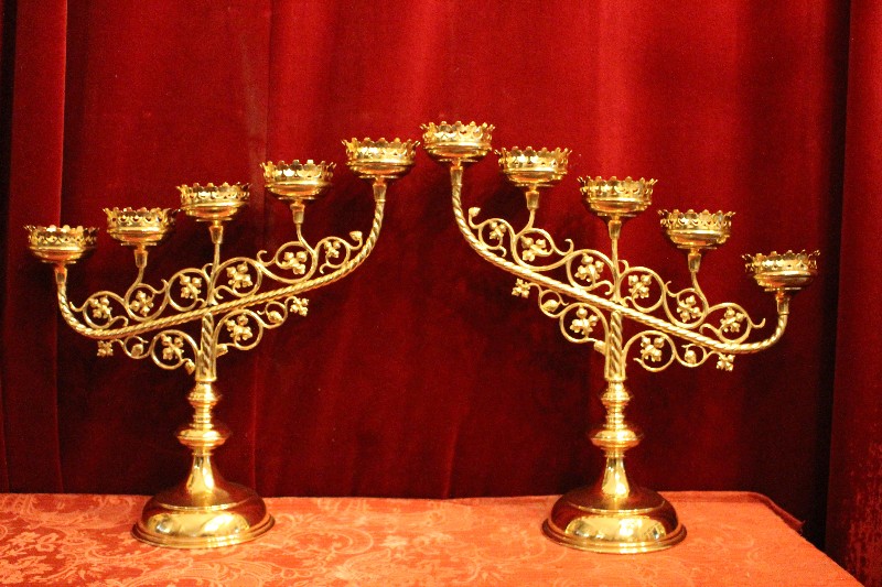 Pair  Candle Holders 5 Arms