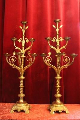 Candle Holders en Brass / Bronze / Gilt, Belgium 19th century (anno 1870)