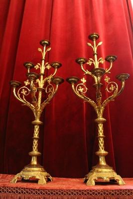 Candle Holders en Brass / Bronze / Gilt, Belgium 19th century (anno 1870)