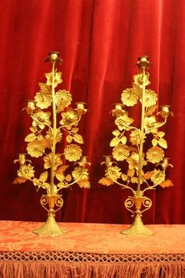 Candle Holders en Brass / Bronze / Gilt, France 19th century