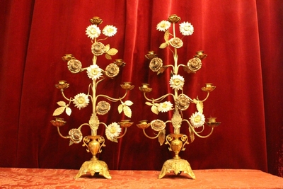 Candle Holders en Brass / Bronze / Gilt, France 19th century