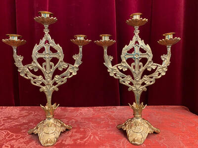 Candle Holders en Bronze / Polished and Varnished, France 19 th century ( Anno 1890 )