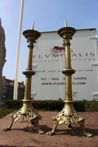 Candle Sticks en Brass / Bronze, France 19th century