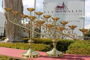 Candle Sticks en Brass / Bronze, Belgium 19th century