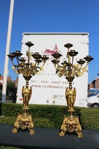 Candle Sticks en Brass / Bronze / Gilt, France 19th century